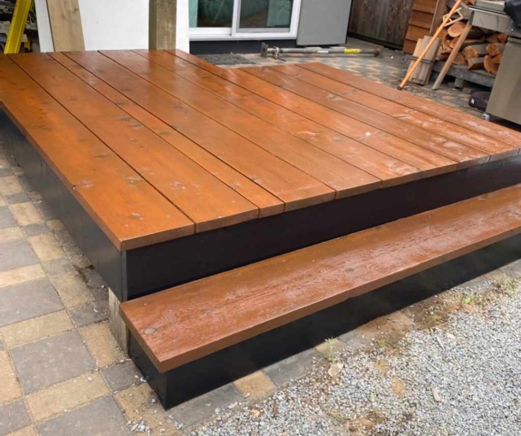 Primed & stained exterior deck