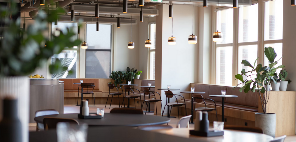 inside empty Richmond cafe with ivory painted walls